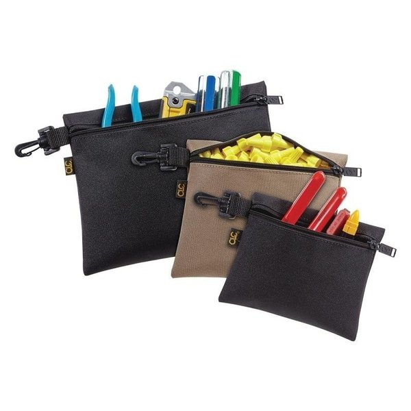 Clc Work Gear Tool Bag, Tool Works Series Zipper Bag, 1Pocket, Polyester, BlackKhaki, Black, Polyester 1100